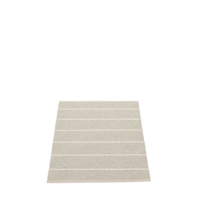 Pappelina Carl Kunststoffteppich in Beige mit weißen Streifen, 70x90 cm, für drinnen und draußen.